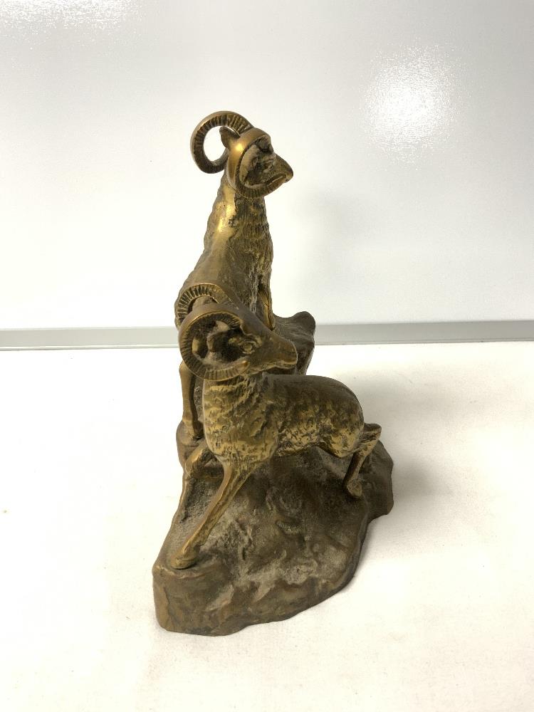 A BRASS FIGURE OF TWO MOUNTAIN GOATS; 20 CMS. - Image 2 of 4