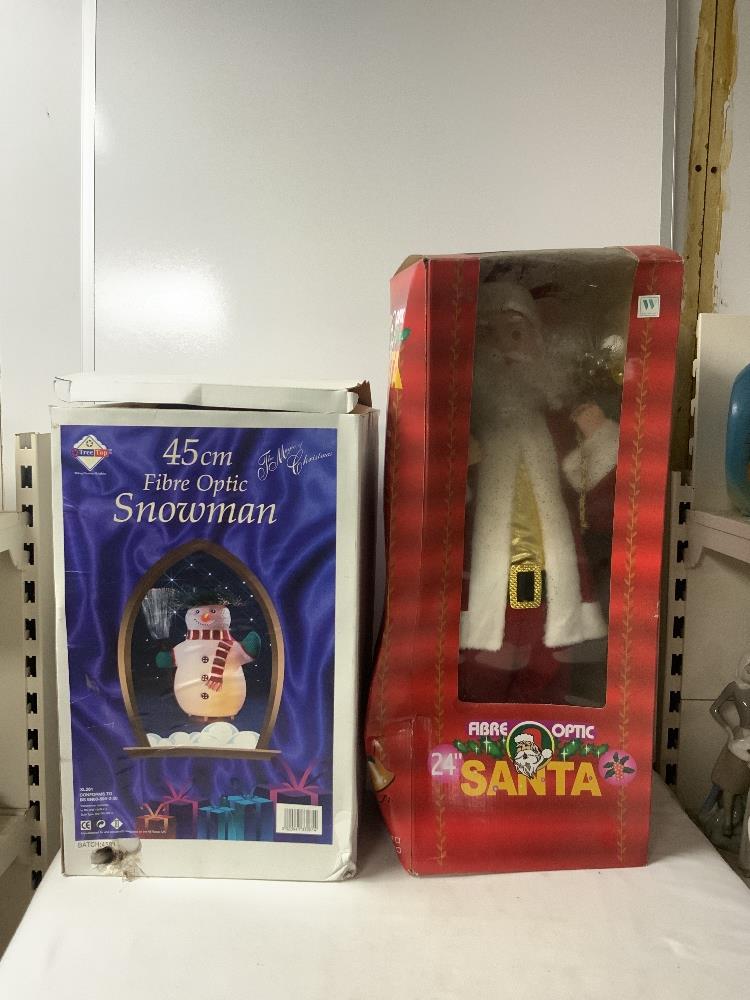 A CHRISTMAS FIBRE OPTIC SNOWMAN; 45 CMS, A FIBRE OPTIC SANTA AND A FATHER CHRISTMAS CUT OUT - Image 4 of 5