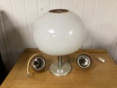 A MID-CENTURY MUSHROOM TABLE LAMP WITH TWO SPOT LIGHTS A/F