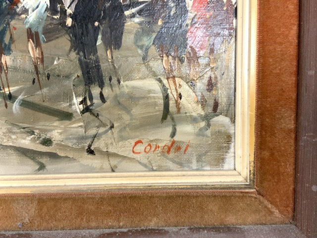 A 1960s OIL OF A PARISIAN SCENE SIGNED CORDET; 80X40 CMS. - Image 3 of 4