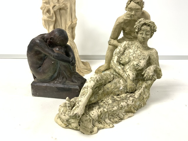 TWO COMPOSITE NUDE SCULPTURAL FIGURES OF A LADY AND MAN AND TWO OTHERS. - Image 2 of 4