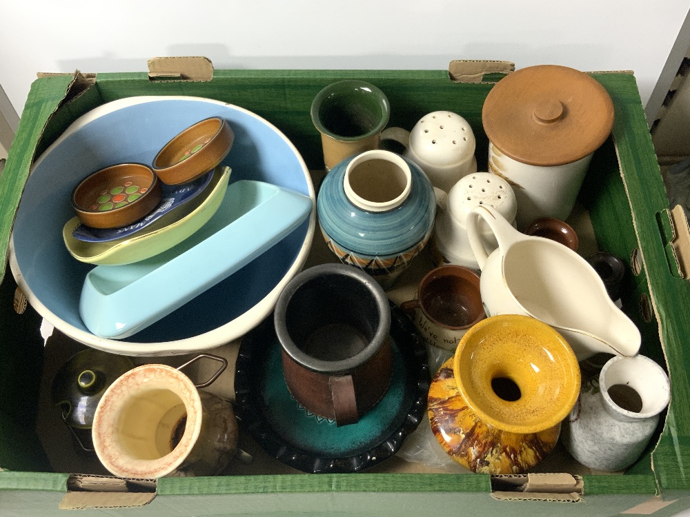 LEATHER AND POTTERY TANKARD, MIXING BOWL, OTHER CERAMICS AND A HORSE AND GYPSY CARAVAN. - Image 3 of 7