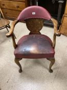 ANTIQUE RED LEATHER ARMCHAIR