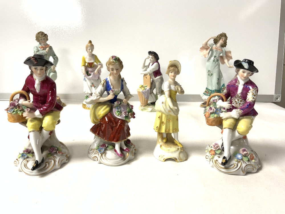 A SMALL CONTINENTAL PORCELAIN GROUP PLAYING CHESS, PAIR PORCELAIN FIGURES OF BOY AND GIRL; 15 CMS - Image 4 of 7