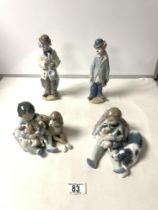 TWO LLADRO FIGURES - SWEET DREAMS AND NEW PLAYMATES AND TWO CLOWNS