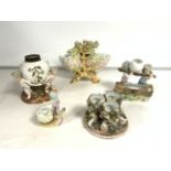CONTINENTAL PORCELAIN CHERUB SUPPORT LAMP BASE; 15 CMS; PORCELAIN ENCRUSTED BOWL WITH CHILDREN IN