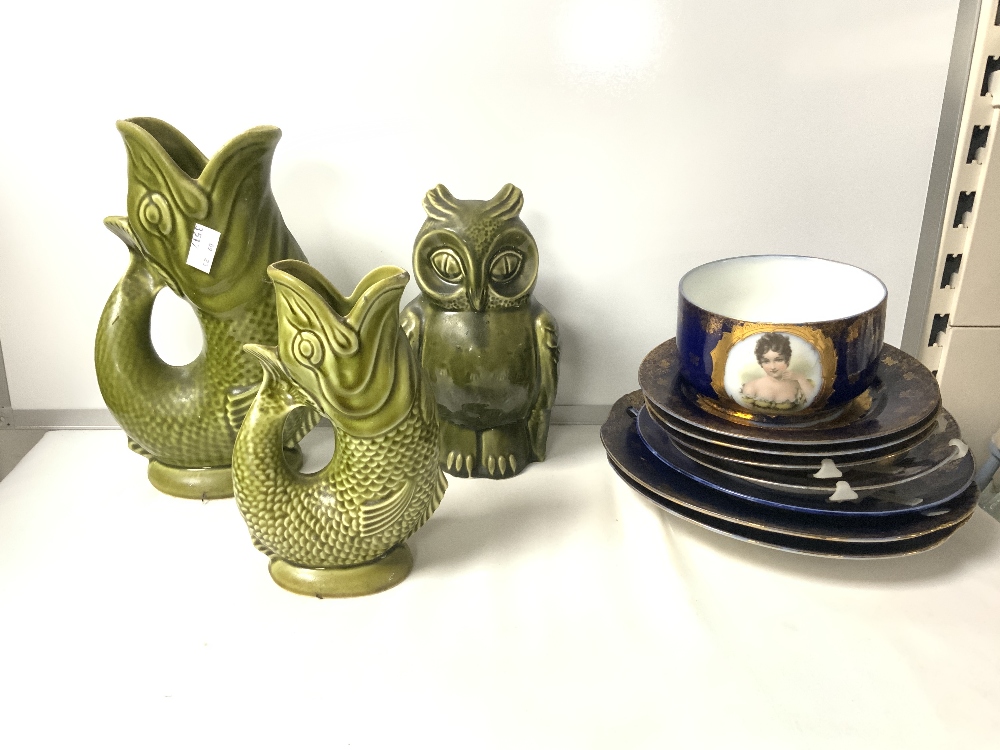 SYLVAC PLANT POT, WEST GERMAN POT, DARTMOUTH POTTERY OWL MONEY BANK, DECORATIVE CABINET PLATES AND - Image 6 of 8