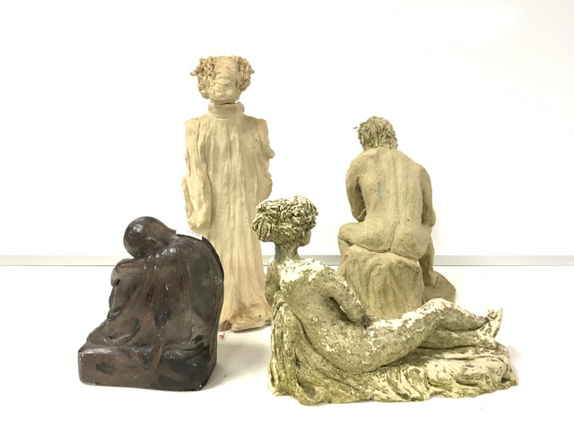 TWO COMPOSITE NUDE SCULPTURAL FIGURES OF A LADY AND MAN AND TWO OTHERS. - Image 4 of 4