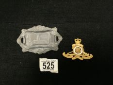 CANADIAN WAR MEMROIAL METAL PIN DISH DATED 1936; 10CM WITH A ROYAL ARTILLERY BADGE