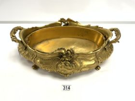 ANTIQUE GILT BRONZE ROCOCO DESIGN SHAPED OVAL PLANTER; 42X22 CMS.