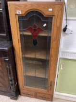 VINTAGE CUPBOARD WITH A STAIN GLASS FRONT AND WITH TWO BOTTOM DRAWERS; 126 X 50 X 31CM