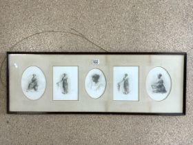 FIVE OLD PHOTOGRAPHIC STUDIES OF SAME LADY IN FRAME - SIGNED TREBLE BUXTON.
