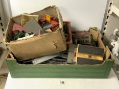 A QUANTITY OF VINTAGE TOY RAILWAY - MOSTLY BUILDINGS AND TRACK SIDE PIECES.