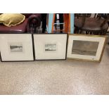 THREE WATERCOLOURS ALL FRAMED AND GLAZED, E HAYES SEASCAPE, DAVID WILSON AND OTHERS