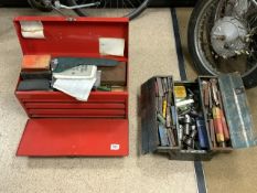 TWO VINTAGE TOOL BOXES FULL OF TOOLS