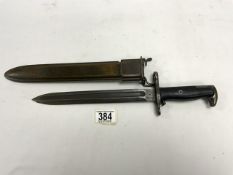 AMEICAN MILITARY BAYONET DATED 1942 WITH SCABBARD