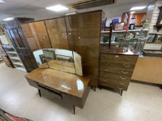 A FOUR PIECE 1950/60s LAMINATED BEDROOM SUITE. MADE BY MEREDEW FURNITURE.