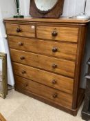 LARGE VICTORIAN MAHOGANY FOUR OVER TWO CHEST OF DRAWERS; 126 X 120CM