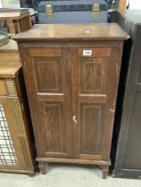 ANTIQUE OAK TWO DOOR CUPBOARD; 53 X 102CM