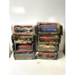 EIGHT BURAGO MODEL SUPER CARS IN BOXES - FERRARI F40, BUGATTI EB 110 AND SIX OTHERS.