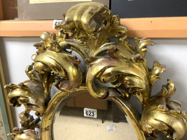 A ROCOCO STYLE GILT PAINTED COMPOSITE OVAL WALL MIRROR; 68X50 CMS. - Image 2 of 3