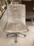 WALTER KNOLL GERMANY LEATHER AND CHROME SWIVEL CHAIR