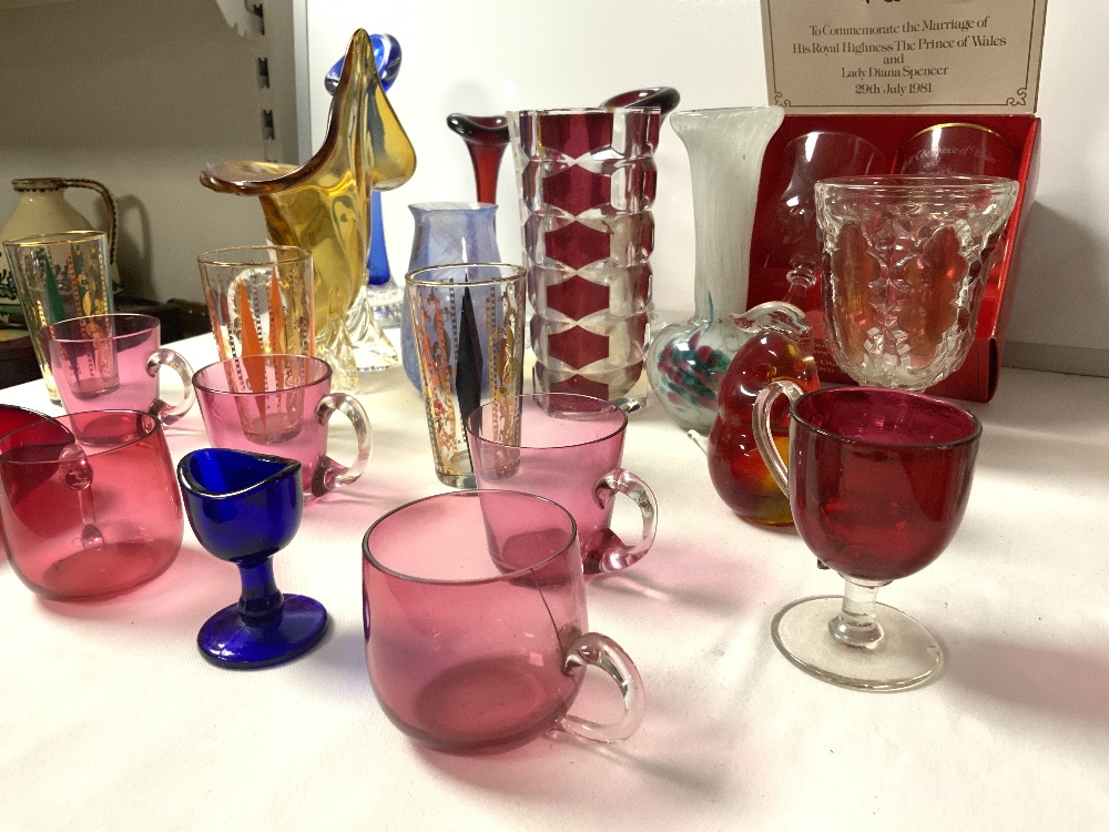 MID CENTURY GLASS VASES AND SETS OF DRINKING GLASSES. - Image 6 of 8