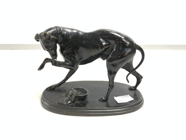 A BRONZE FIGURE OF A GREYHOUND; 16X12 CMS. - Image 2 of 4