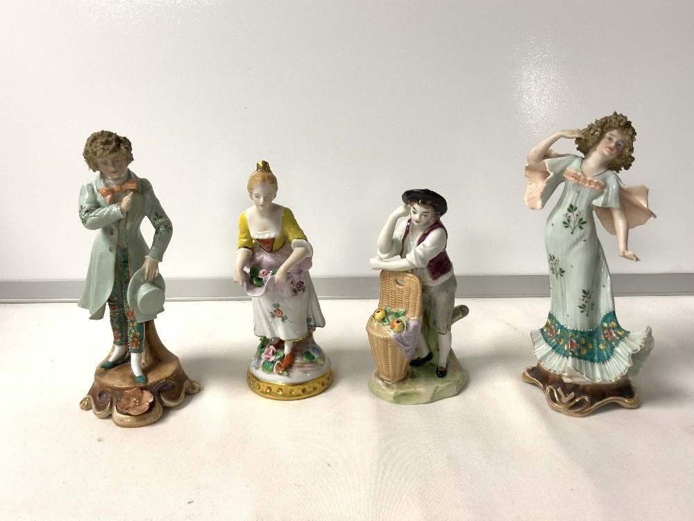 A SMALL CONTINENTAL PORCELAIN GROUP PLAYING CHESS, PAIR PORCELAIN FIGURES OF BOY AND GIRL; 15 CMS - Image 6 of 7