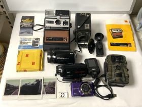 KODAK BROWNIE CAMERA, KODAK EK100 INSTANT CAMERA AND OTHER CAMERAS.