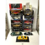 ELEVEN BOXED MODEL SUPER CARS BY REVELL, MAISTO AND MOTOR MAX - LAMBOURGINI, SHELBY, BMW AND MORE.