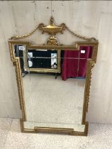 ADAM STYLE GILT FRAMED WALL MIRROR; 62X102 CMS.