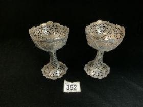 PAIR 800 SILVER BON BON DISHES