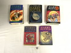 A FIRST EDITION REPRINT HARRY POTTER AND THE PHILOSOPHERS STONE AND FOUR HARRY POTTER FIRST