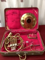 VINTAGE CASED FRENCH HORN