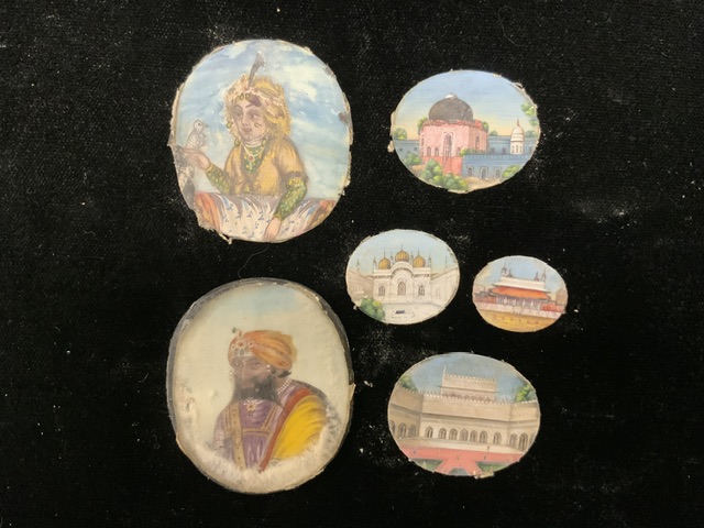 TWO INDIAN-PAINTED PORTRAIT MINIATURES OF A SIKH AND HIS WIFE AND FOUR OTHERS OF THE TAJ MAHAL AND - Image 2 of 3