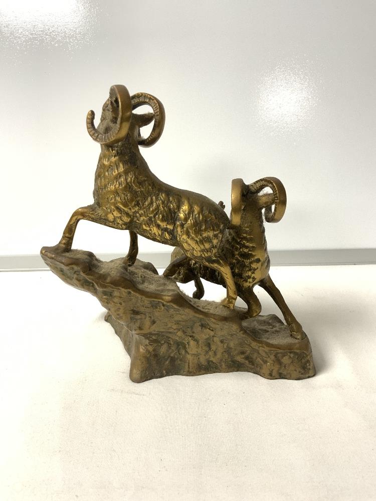 A BRASS FIGURE OF TWO MOUNTAIN GOATS; 20 CMS. - Image 3 of 4