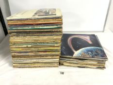 A QUANTITY OF LPs, INCLUDES T REX, RAINBOW, TOTO AND MORE.