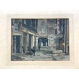 CLAUDE MUNCASTER (1903-1974) - WATERCOLOUR DRAWING STREET SCENE; SIGNED AND DATED 1923; 28X20 CMS.