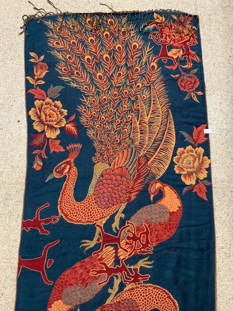 A WOOLLEN SHAWL WITH PEACOCK DESIGN. - Image 3 of 6