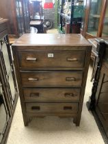 VINTAGE FOUR DRAWER CHEST IN OAK; 90 X 59CM