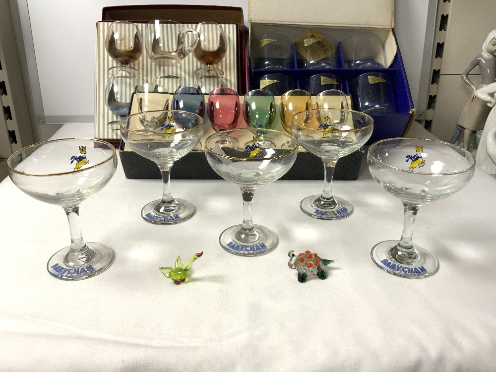 FIVE BABYCHAM GLASSES, SET LEAD CRYSTAL TUMBLERS AND TWO MATCHED BOXED SETS OF GLASSES. - Image 2 of 5