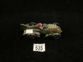 VINTAGE CAST IRON HUBLEY RACING CAR;16CM