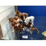 FOUR PORCELAIN SYLVAC HORSES, THREE SMALL BESWICK HORSES AND ONE OTHER.