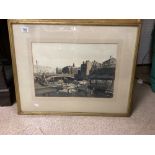 CLAUDE MUNCASTER (1903-1974) ENGLAND SIGNED PENCIL WATERCOLOR DRAWING TITLED NORTH BRIDGE HALIFAX