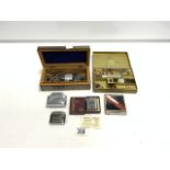 A MOSDA STREAMLINE TABLE LIGHTER, RONSON LIGHTER AND OTHERS, DECO CIGARETTE CASE AND A WAX SEAL