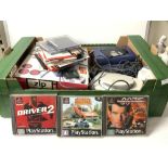 SEGA CONSOLES, PLAYSTATION ONE WITH THREE GAMES AND MORE