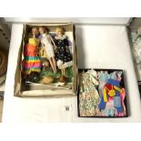 THREE VINTAGE BARBIE DOLL WITH HAIR FASHIONS AND CLOTHES.