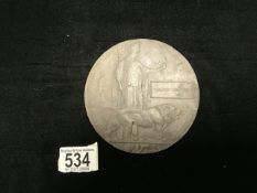 WW1 BRONZE DEATH PENNY AWARDED TO JAMES GRIGGS