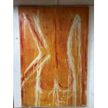 LARGE ABSTRACT CANVAS OIL PAINTING; 152 X 52CM